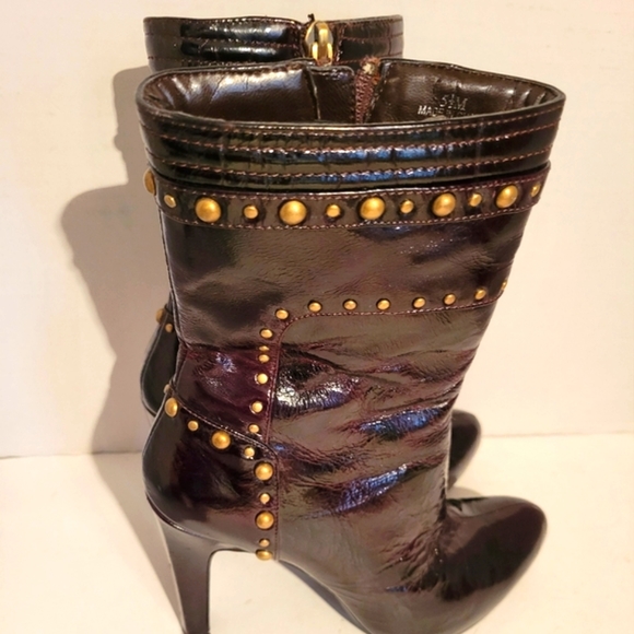 Linea Paolo Marcelo Chocolate Brown Boots With Gold Studs SZ51/2 - Picture 4 of 10